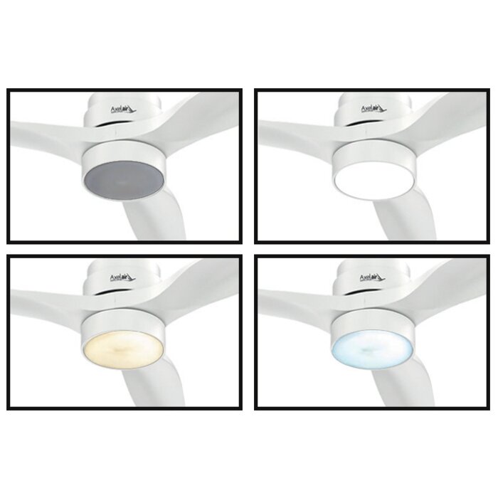 Ventilateur plafonnier LED blanc Lumin'Air Axelair avec sélection de 3 températures d'éclairage