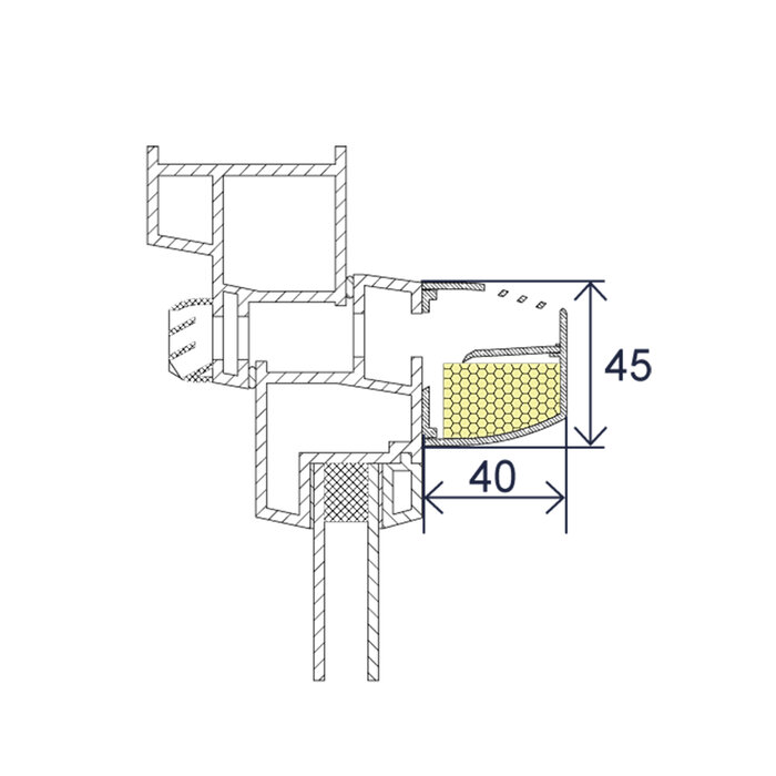 Schéma de découpe entrée d'air ISOLA Anjos - Entaille 354 x 12 mm