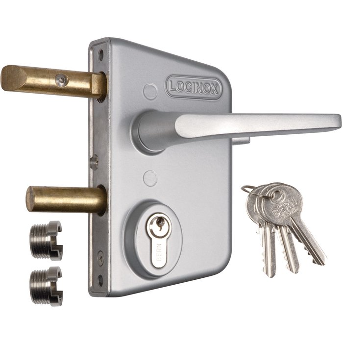 Serrure de portail en applique Locinox LCKX axe 30 mm pour profil 40 à 60 mm