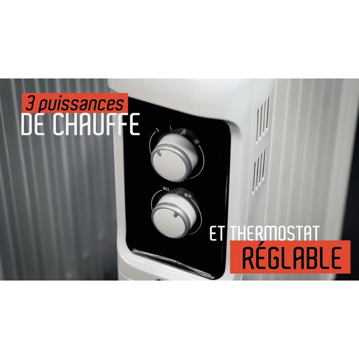 régulation et sécurité du radiateur bain d’huile à inertie Ingarø 1500 W
