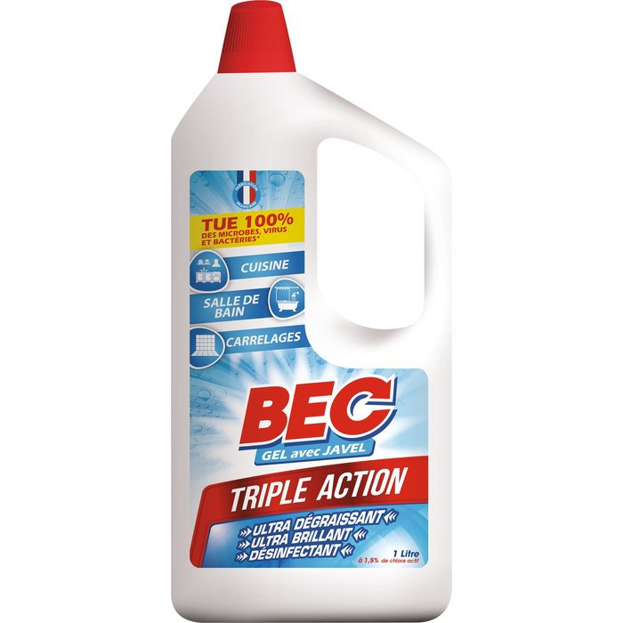 Désinfectant gel avec  javel Bec - Bidon 1 l - Triple action