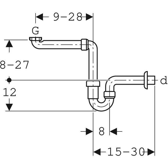 Siphon tube coudé gain de place - Geberit