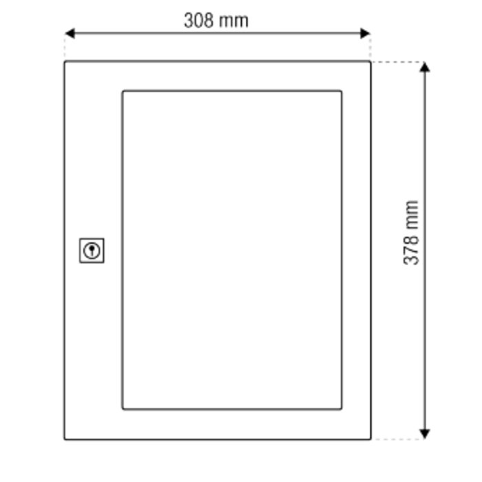 Schéma dimensions tableau affichage A4 mural Leabox.com 308 x 378 mm
