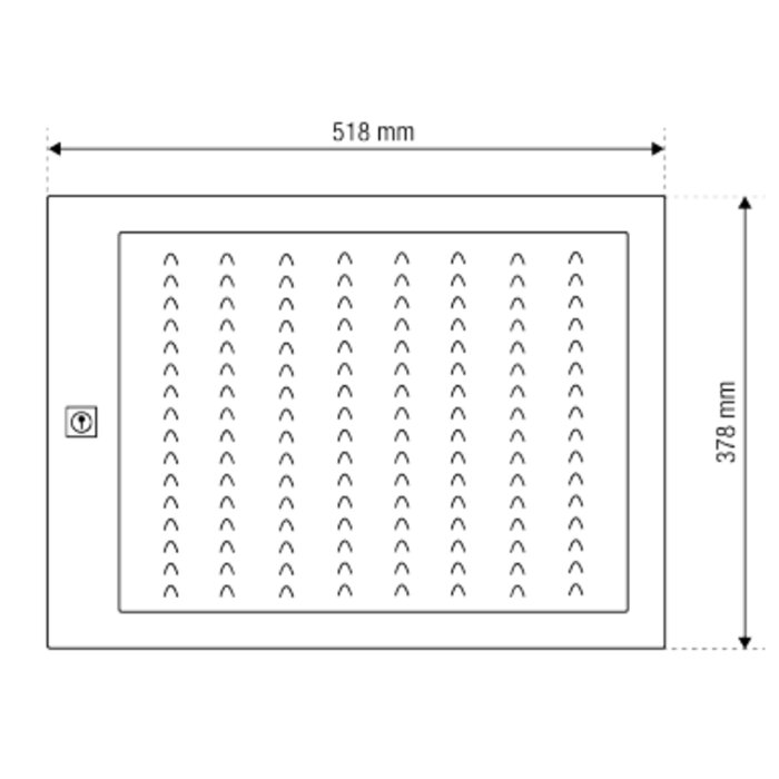 Dimensions tableau nominatif 64 porte-étiquettes Leabox 518 x 378 mm