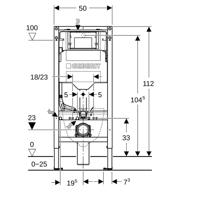Schéma du bâti-support Duofix ref 111.303.00.6 de la marque Geberit