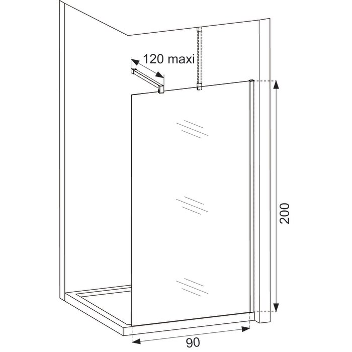 Schéma de la Paroi Odyssea 90 x 200 cm Transparence ambiance