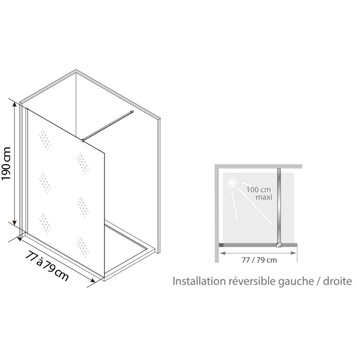 Schéma de la paroi fixe solo 6 80 cm de chez kinedo