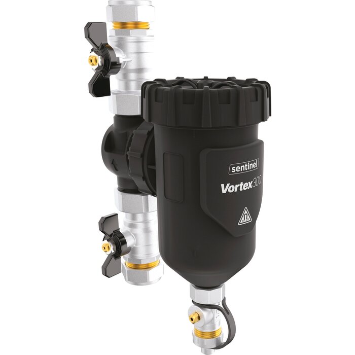 Filtre magnétique pour chauffage central Eliminator Vortex 300 Sentinel avec vannes à compression Ø 22 mm