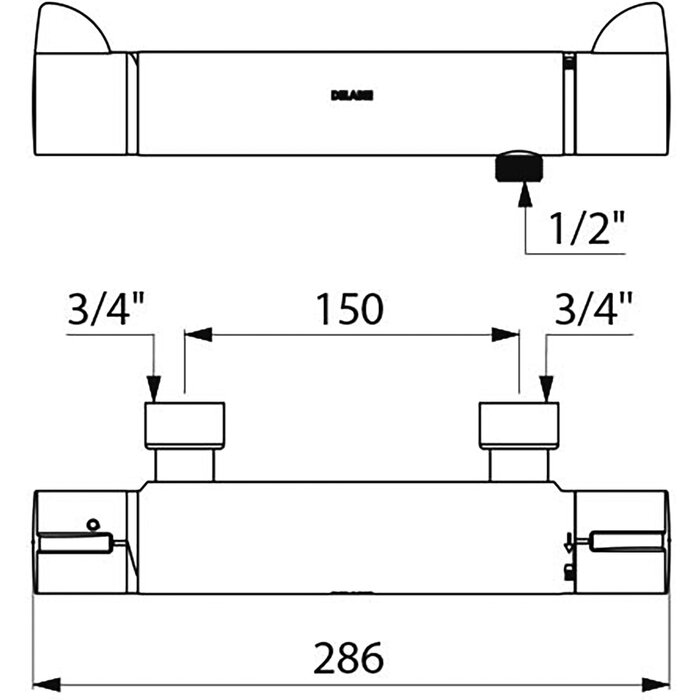 Mitigeur de douche thermostatique chromé SECURITHERM Delabie