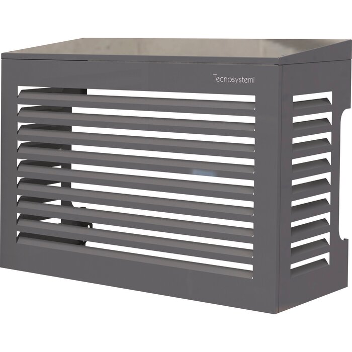 Cache clim extérieure gris anthracite TS Cover Technosystemi avec toit incliné à 5°