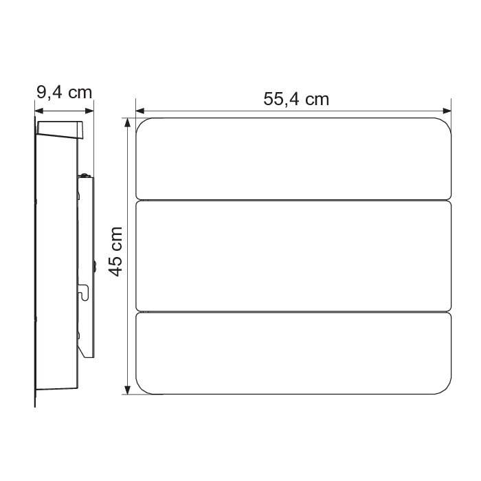 Schéma du radiateur à inertie Crypta 1000 W Varma