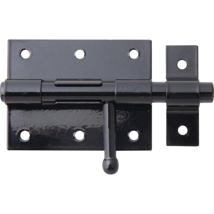 Verrou de box bouton avec gâche  - Alberts - Coloris noir - Longueur 116 mm