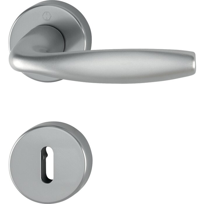 Poignée Hoppe New York rosace inox mat clé L