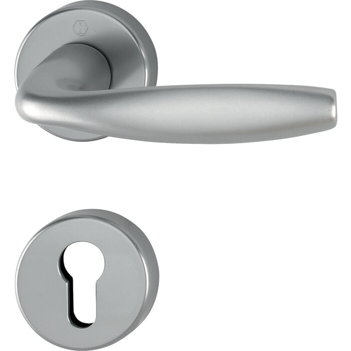 Poignée Hoppe New York rosace inox mat clé I