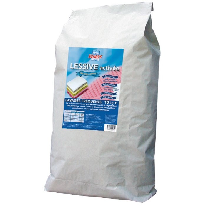 Lessive poudre activée Ecness - Sans phosphate - Anticalcaire - Activateur de lavage - 10 kg