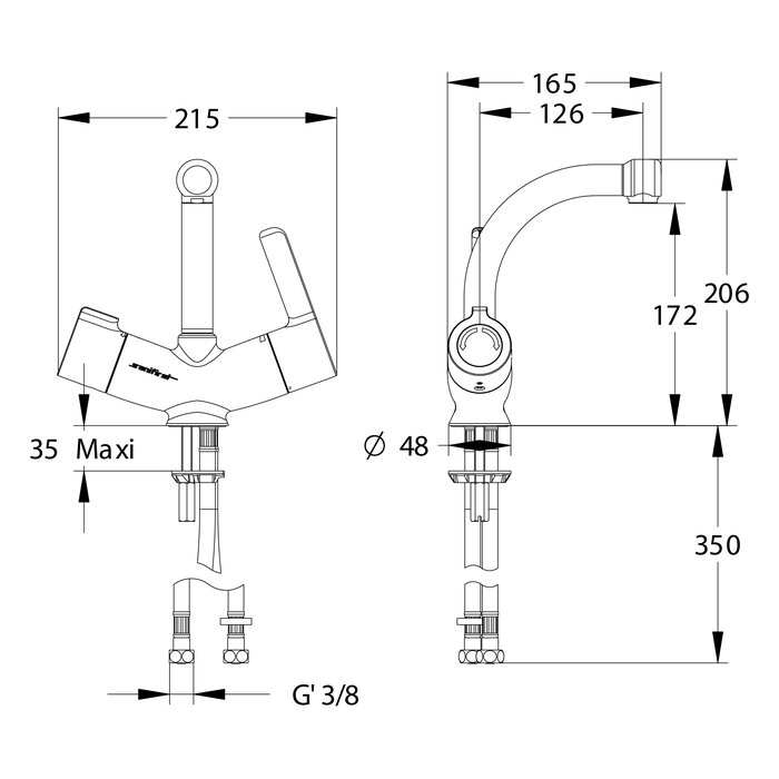 Mitigeur de lavabo thermostatique monotrou sans vidage - Bec orientable - Mastermix - Presto