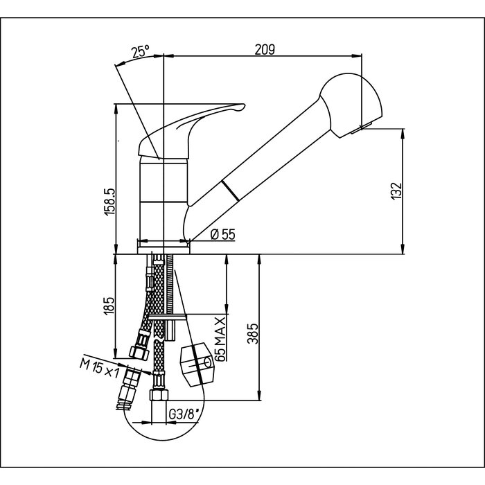 Mitigeur évier hospitalier monotrou - Bec orientable - Commande au coude - Modul’Mix - Presto