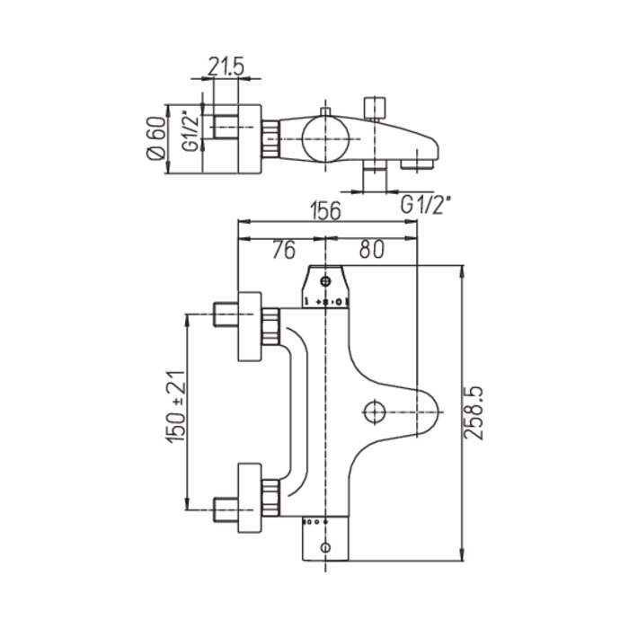 Mitigeur thermostatique de douche hospitalier Sanifirst 75638