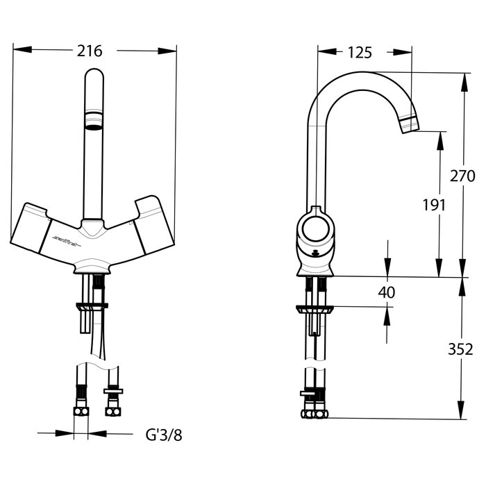Mitigeur de lavabo hospitalier monotrou sans vidange - Thermostatique sur plage - Bec orientable - Mastermix - Presto