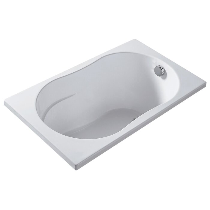 Baignoire droite à encastrer Toy 120 x 70 cm avec siège de douche en teck - Valentin