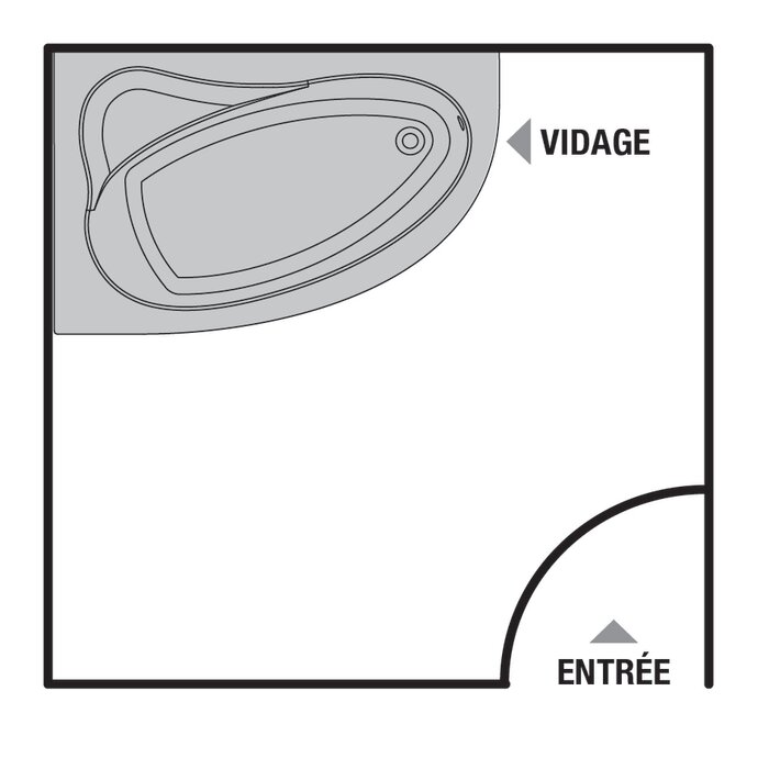 Schéma d'implantation baignoire d'angle gauche Naoshima - Valentin
