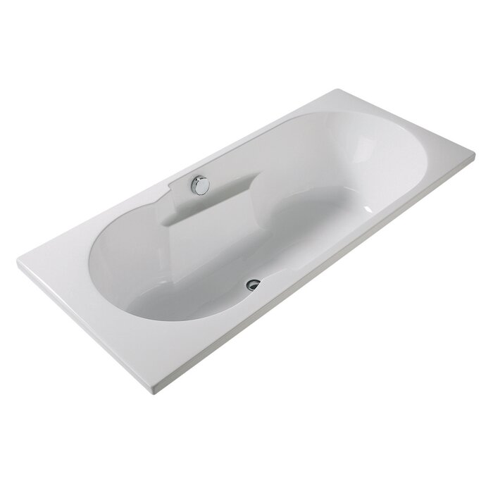 Baignoire droite Jema 180 x 80 cm avec vidage central et accoudoirs intégrés - Valentin