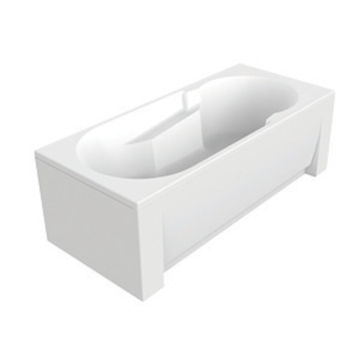 Baignoire droite Jema 180 x 80 cm avec 2 tabliers, vidage central et accoudoirs intégrés - Valentin