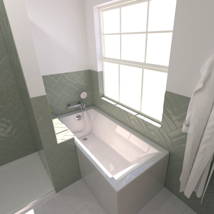 Baignoire droite Dynasty Solo 170 x 75 cm avec tablier frontal dans une salle de bain - Valentin