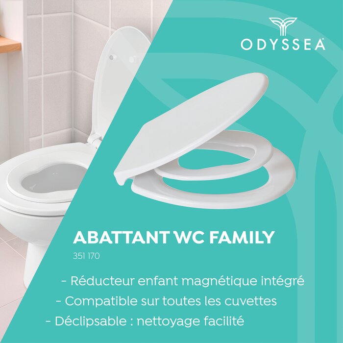 Abattant WC blanc Family Odyssea avec réducteur enfant intégré principaux avantages confort hygiène et praticité