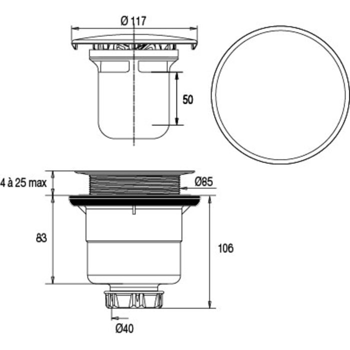 Bonde de douche GOODPRINT Ø 90 mm - Valentin