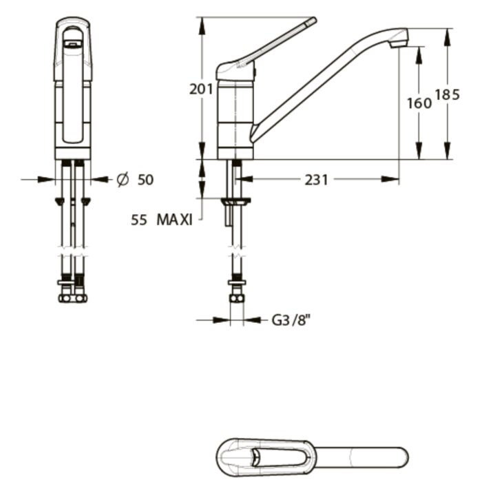 Mitigeur d’évier hospitalier Modul'Mix Sanifirst chromé