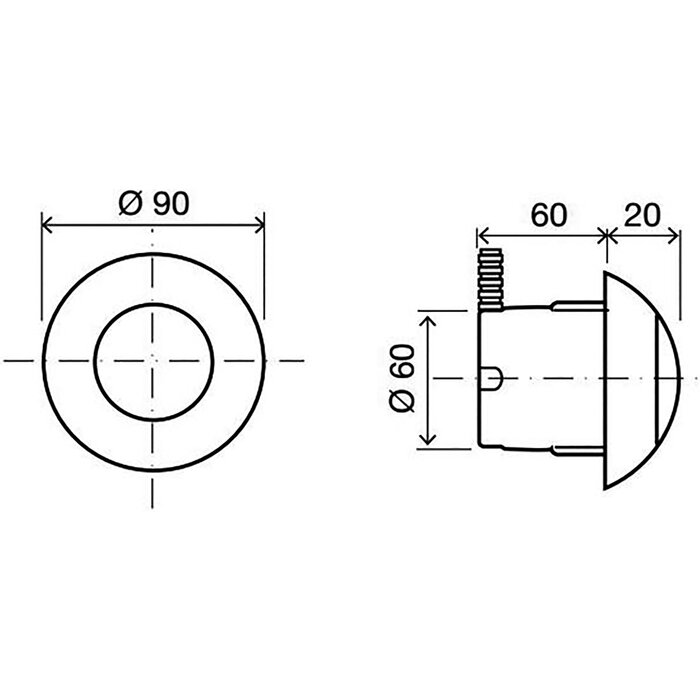Poussoir pneumatique - Encastré simple débit - Coloris blanc - Regiplast