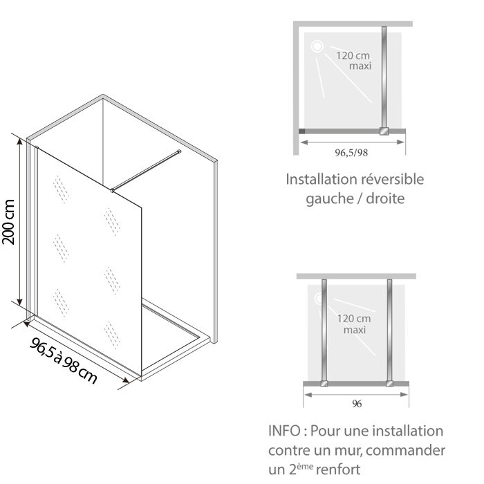 Schéma de la paroi Solo Design 100 cm Kinedo