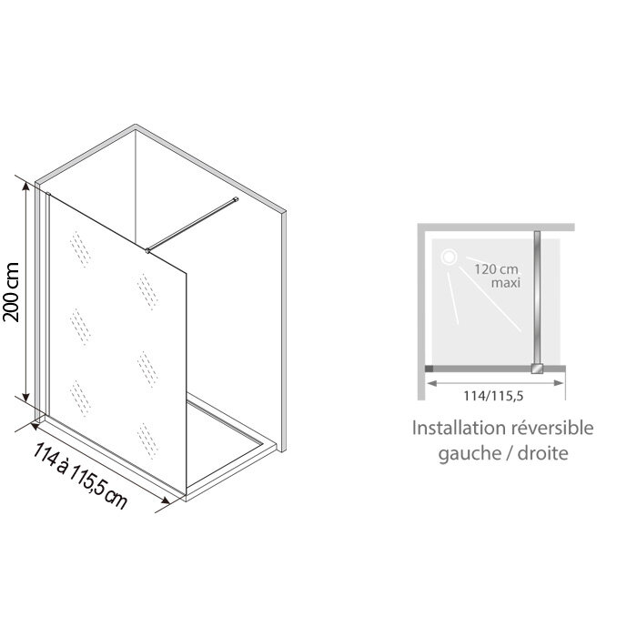 Schéma de la paroi Solo Factory 120 cm Kinedo