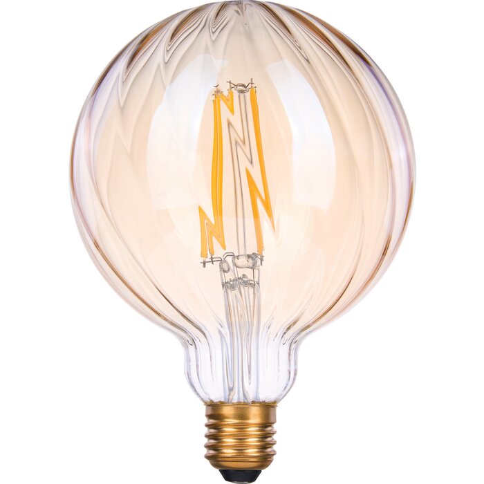 Ampoule LED décorative globe G125 verre strié ambrée à filament design E27 Xxcell