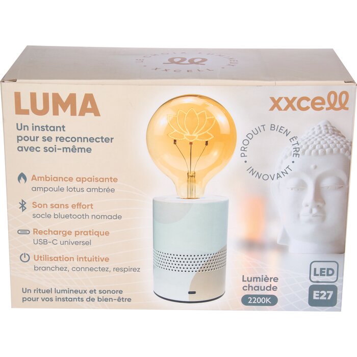 Packaging arrière de la lampe enceinte Bluetooth LUMA XXCELL