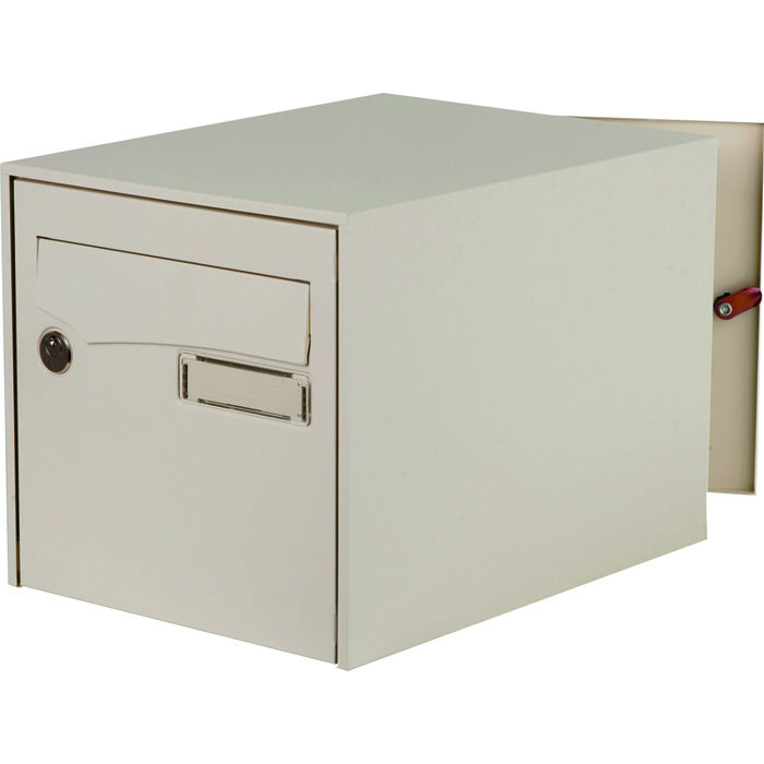 Boîte aux lettres individuelle double face Loft Acier Decayeux beige ton pierre en acier électrozingué avec accès arrière.