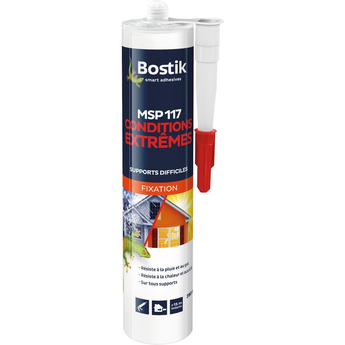 Colle conditions extrêmes MSP 117 Bostik - Cartouche 290 ml - Blanc