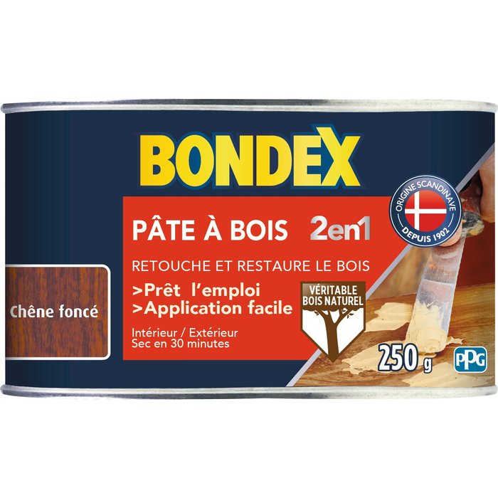Pâte à bois 2 en 1 Bondex - Chêne foncé - 250 g