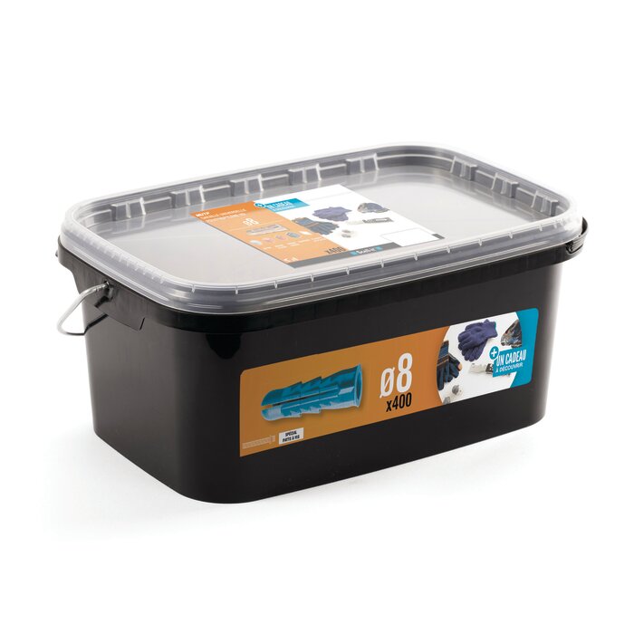 Boîte de 400 chevilles plastique Ø 8 mm avec couvercle