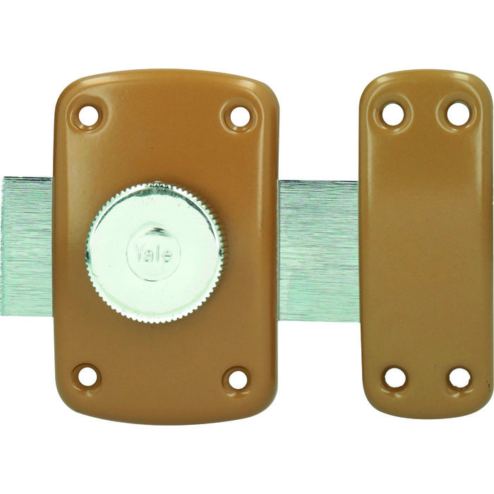 Verrou de porte à bouton et cylindre - YV10 - Yale - Marron doré - Cylindre 30 mm - 5 goupilles