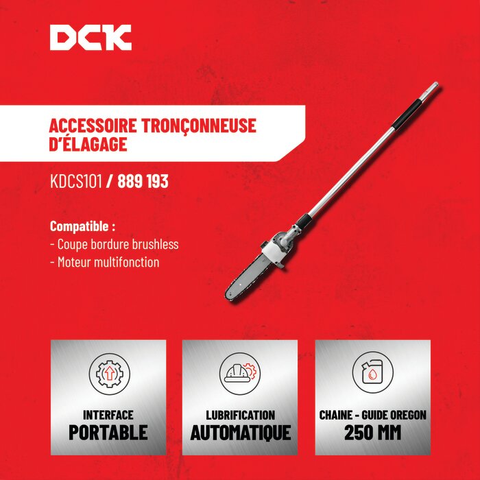 Accessoire taille haies sur perche DCK 58V SuperFuel