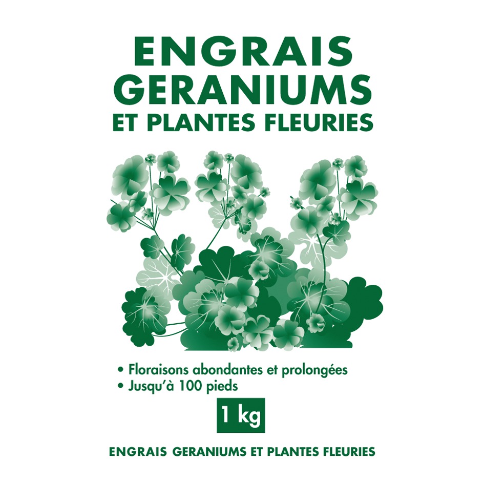 Engrais géraniums et plantes fleuries granulés Florendi - Sac 1 kg