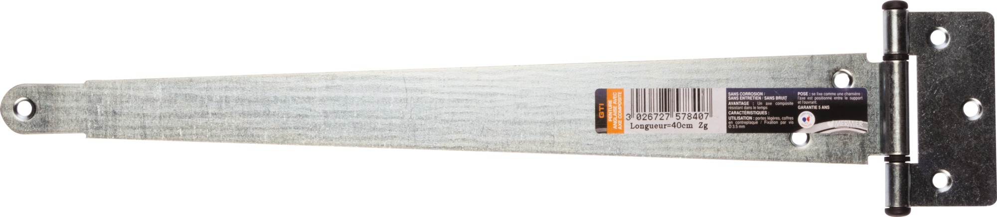 Penture anglaise acier zingué axe composite Mermier Quincaillerie - Longueur 40 cm