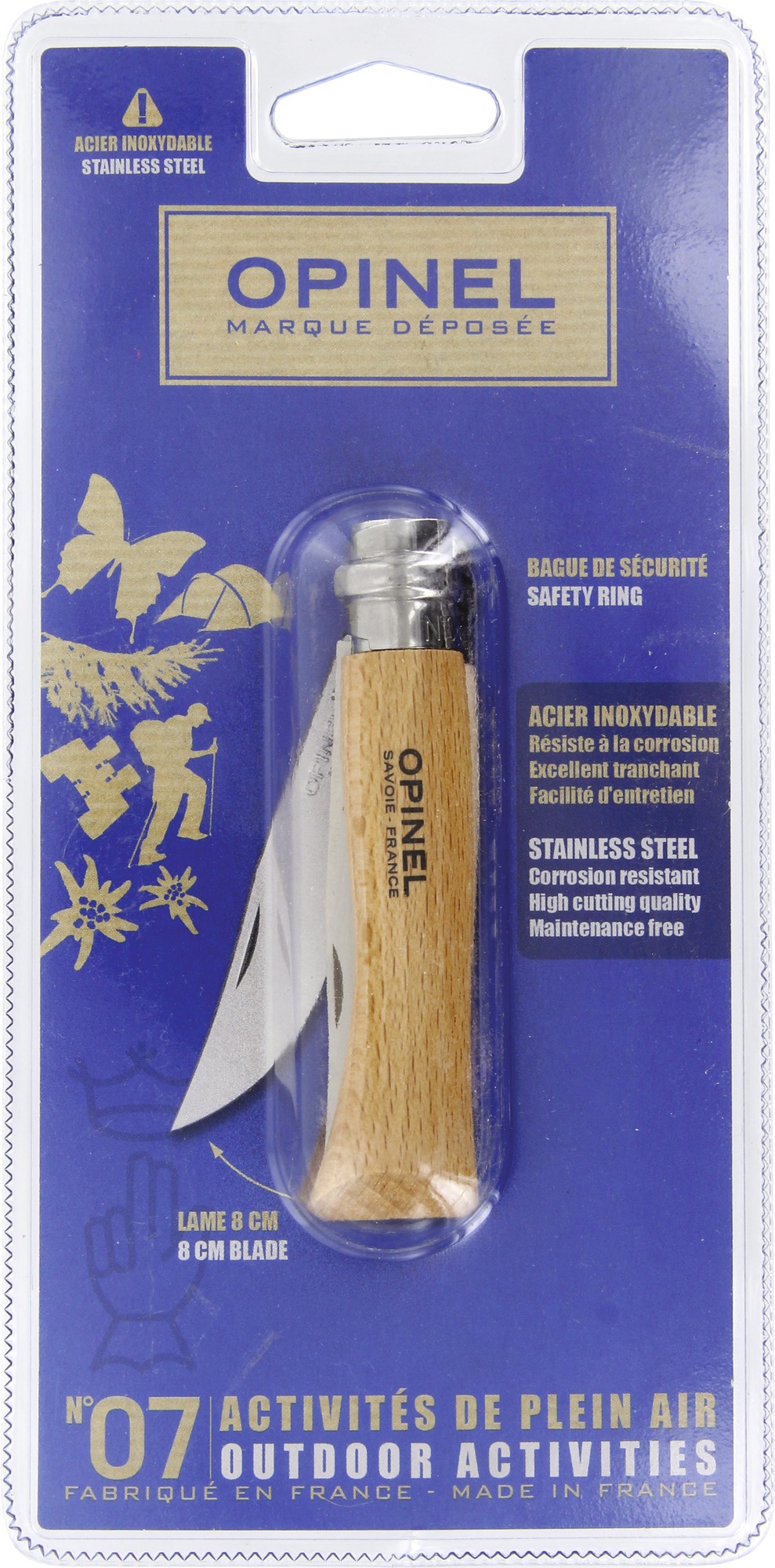 Couteau lame inox Opinel - Longueur lame 8 cm - N°7
