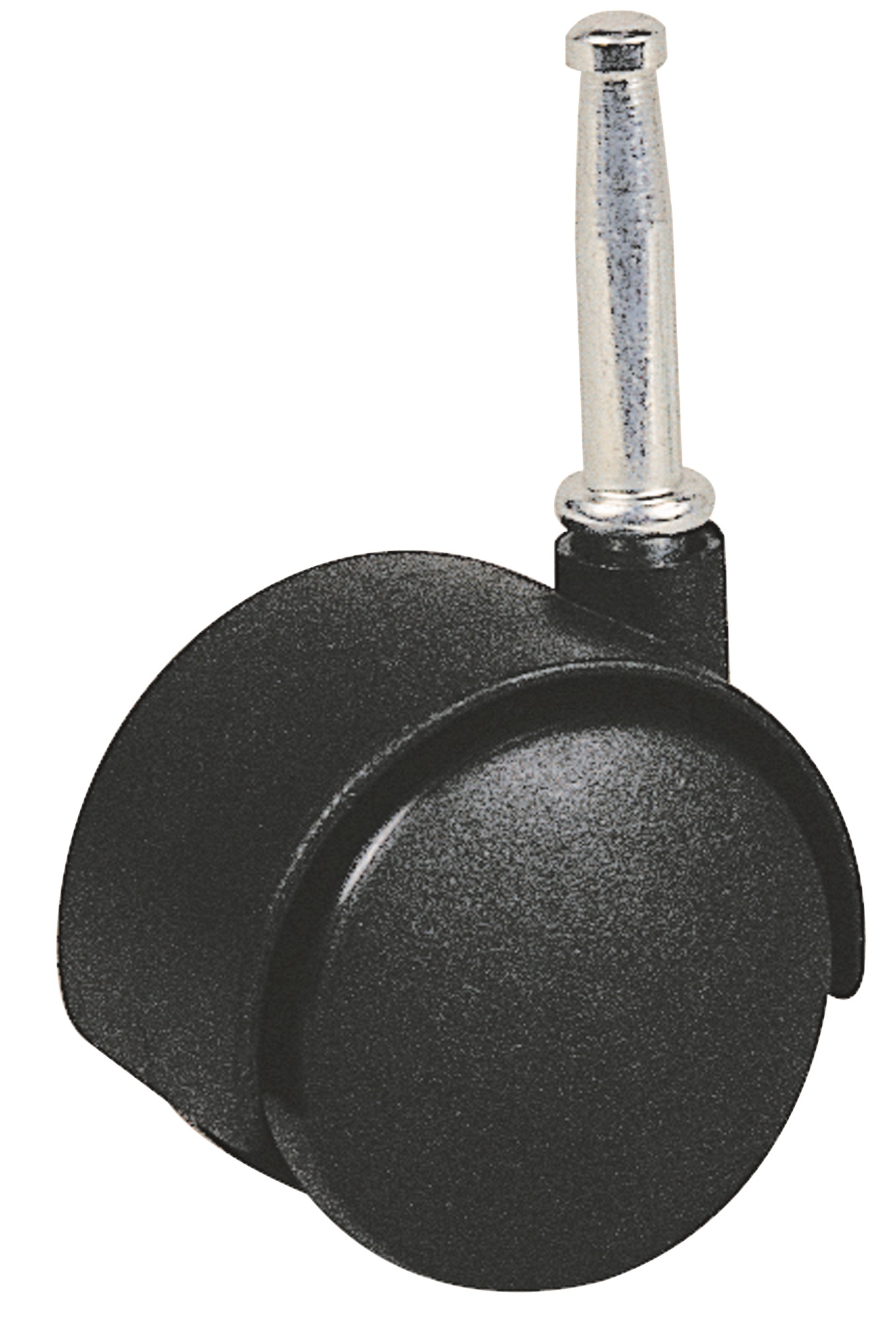 Roulette Twiny noire à douille à bois pivotante Guitel point M - Diamètre 40 mm
