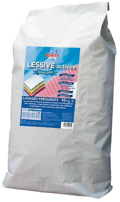 Lessive poudre activée Ecness - Sans phosphate - Anticalcaire - Activateur de lavage - 10 kg
