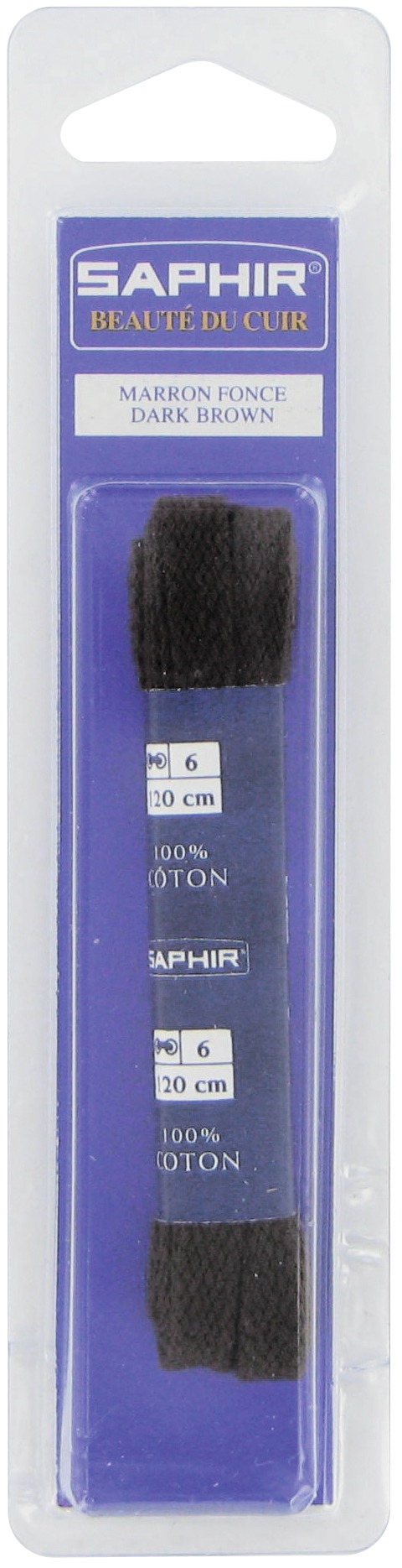 Lacet plat moyen Saphir - Marron - 120 cm