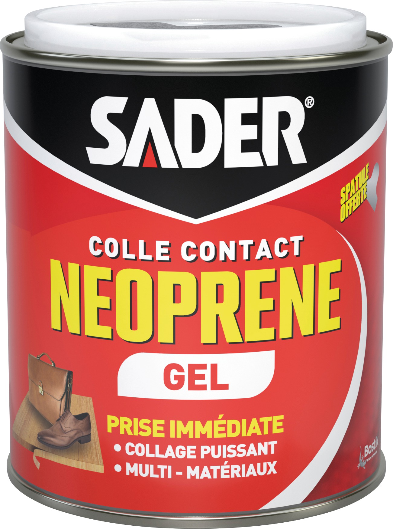 Colle contact néoprène gel Sader - Boîte métal avec spatule 750 ml