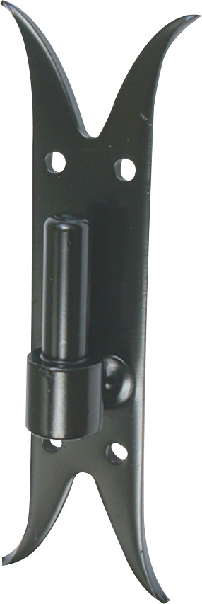 Gond sur plaque queue de carpe Torbel - Acier noir - Diamètre gond 14 mm